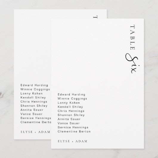 Estelle Moderne Minimalistische Tafelkaart voor de Kaart (Voorkant / Achterkant)