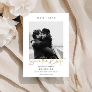 Estelle Photo Save the Date Gold Foil Folie Uitnodiging