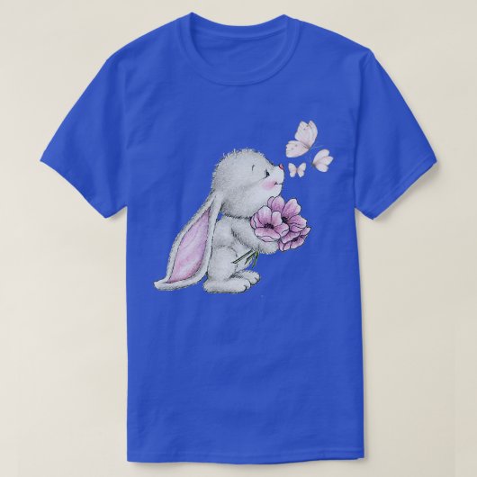 Ester bunny rabbit grafische vlinder, bloemen t-shirt (Design voorkant)