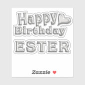 Ester Happy Birthday silver Aufkleber Sticker (Vel)