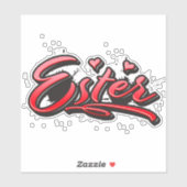 Ester red Heart Graffiti Aufkleber Sticker (Vel)