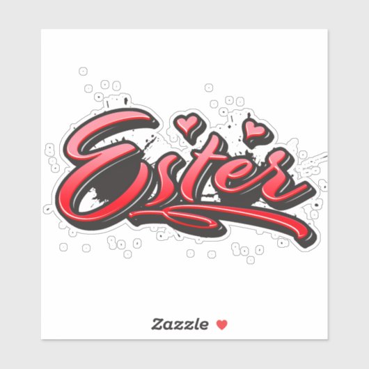 Ester red Heart Graffiti Aufkleber Sticker (Vel)