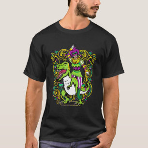 Ester Riding Dinosaur Mardi Gras Carnival Masquera T-shirt
