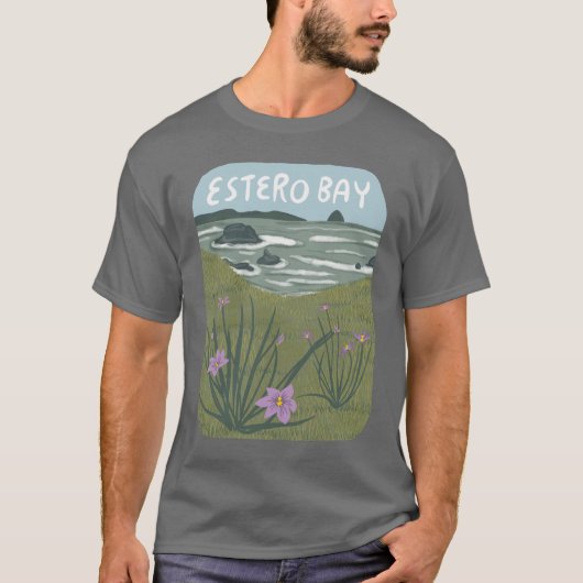 Estero Bay Central California Illustratie Beach T T-shirt (Voorkant)