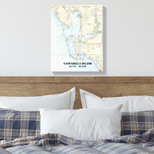 Estero Bay t/m Lemon Bay - Nautisch overzicht 1142 Canvas Afdruk (Insitu (Slaapkamer))