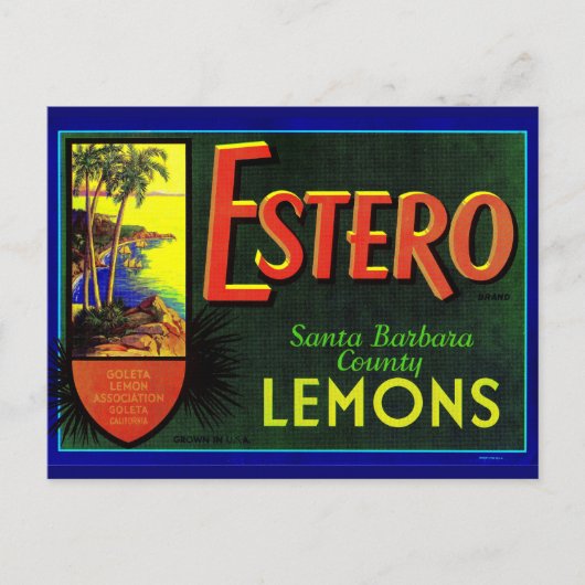 Estero-citroenkratenlabel 1940 briefkaart (Voorkant)