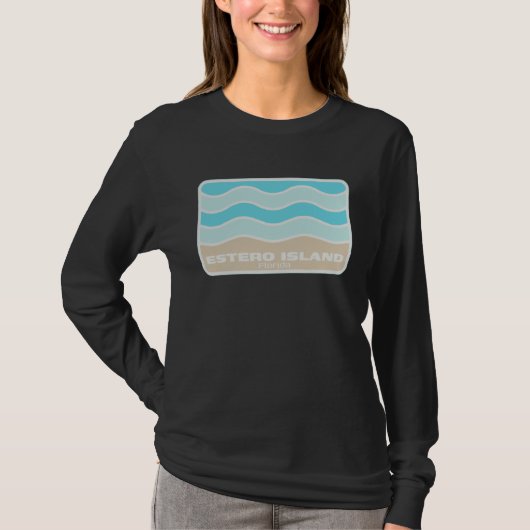 Estero Island Florida Retro FL Waves Beach Souveni T-shirt (Voorkant)