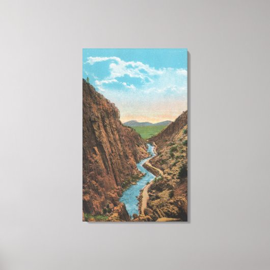 Estes Park, CO - Uitzicht van Big Thompson Canon Canvas Afdruk (Voorkant)