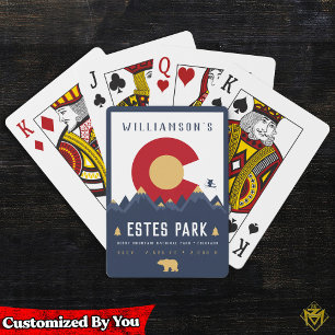 Estes Park Colorado Flag Mountain Ski Vintage Pokerkaarten
