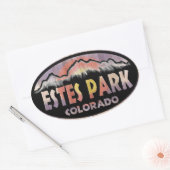 Estes Park Colorado houten vlag ovale stickers (Envelop)