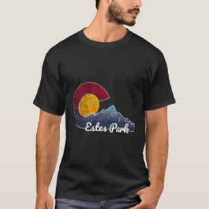 Estes Park Colorado met vlag thema bergscène T-shirt