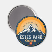 Estes Park Colorado Mountains Retro Sunset Skiën Magneet (Voorkant / Achterkant)