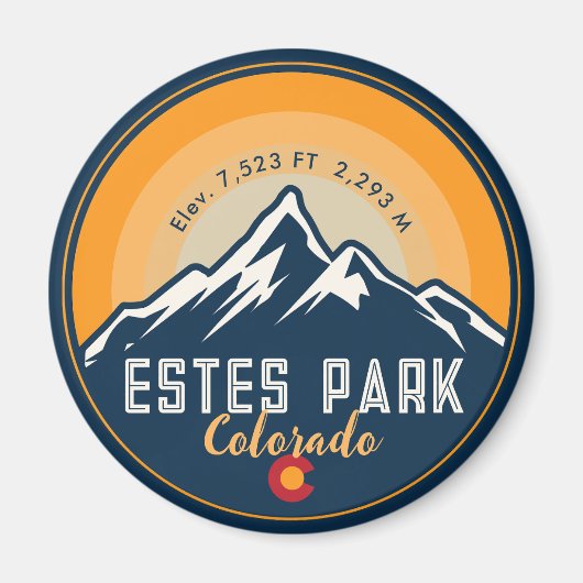 Estes Park Colorado Mountains Retro Sunset Skiën Magneet (Voorkant)