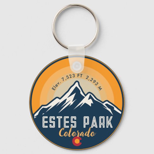 Estes Park Colorado Mountains Retro Sunset Skiën Sleutelhanger (Voorkant)