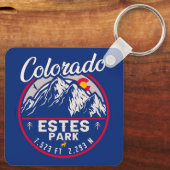 Estes Park Colorado Mountains Retro Sunset Skiën Sleutelhanger (Achterkant)
