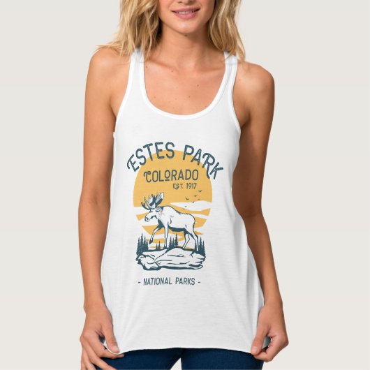 Estes Park Colorado National Park Moose Sunset Tanktop (Voorkant)