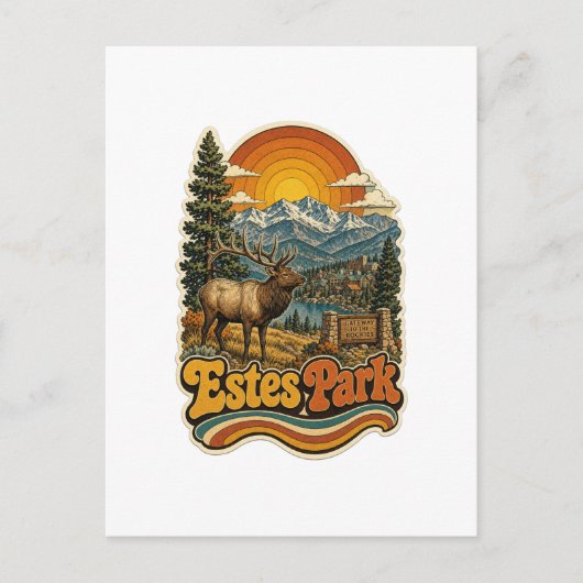 Estes Park Colorado Retro Reisposter Briefkaart (Voorkant)