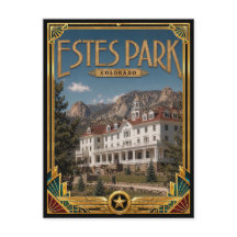 Estes Park Colorado Vintage Art Deco Gouden Tijdpe