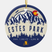 Estes Park Colorado Vlag Bergskiën Souvenir Keramisch Ornament (Voorkant)