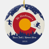 Estes Park Colorado Vlag Bergskiën Souvenir Keramisch Ornament (Achterkant)