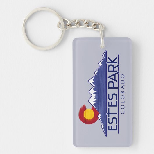 Estes Park Colorado wood mountains keychain (Voorkant)