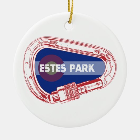 Estes Park Klibing Carabiner Keramisch Ornament (Voorkant)