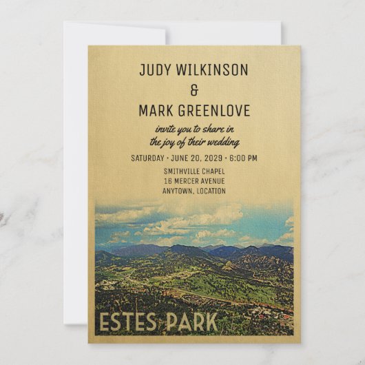 Estes Park Wedding Invitation Colorado Kaart (Voorkant)