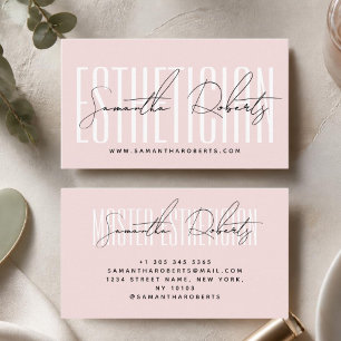 Estheetica moderne typografie script blos roze visitekaartje