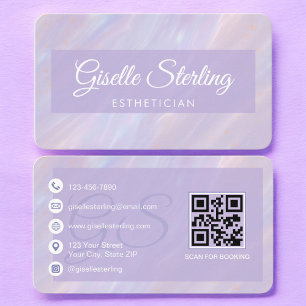 Estheetica Pastel Paarse QR-code Visitekaartje