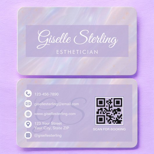 Estheetica Pastel Paarse QR-code Visitekaartje