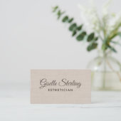 Estheetician Beige Linnen Moderne Elegante QR Code Visitekaartje (Staand voorkant)