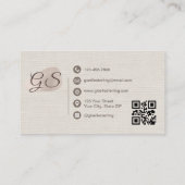 Estheetician Beige Linnen Moderne Elegante QR Code Visitekaartje (Achterkant)