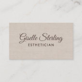 Estheetician Beige Linnen Moderne Elegante QR Code Visitekaartje (Voorkant)