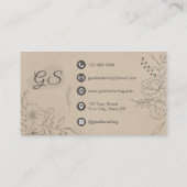 Estheetician Beige Suède Bloem Lijn Kunst Script Visitekaartje (Achterkant)