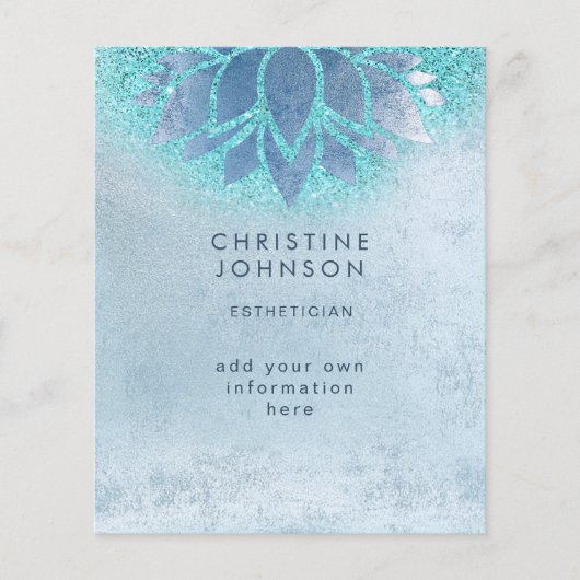 estheetician blauw turquoise nepschitter flyer (Voorkant)