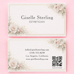Estheetician Bloem Neutraal QR Code Professioneel Visitekaartje