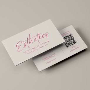 Estheetician Elegant Roze Zand Monogram Visitekaartje