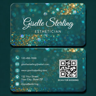 Estheetician Green Gold QR Code Professioneel Visitekaartje