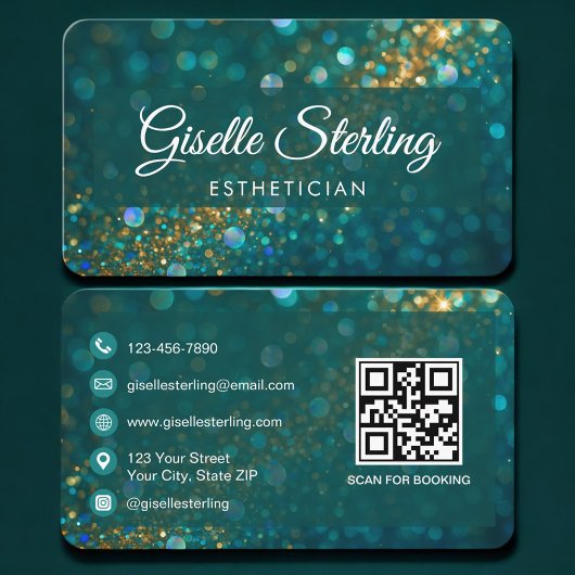 Estheetician Green Gold QR Code Professioneel Visitekaartje