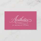 Estheetician Luxe Script Aesthetics Roze Visitekaartje (Voorkant)