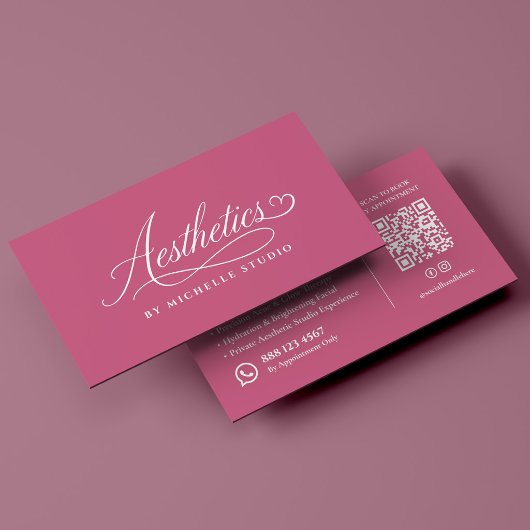 Estheetician Luxe Script Aesthetics Roze Visitekaartje