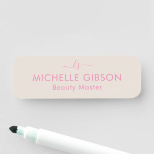 Estheetician Monogram Beauty Professional Roze Zan Naamplaatje