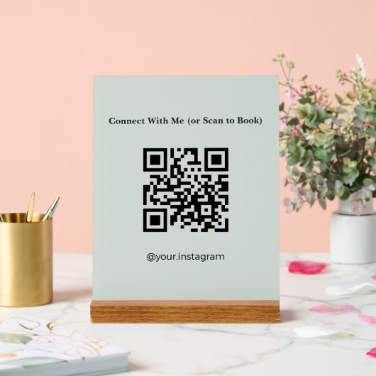 Estheetician Sage Green QR Code Boeking Acryl Bord (Huwelijk)