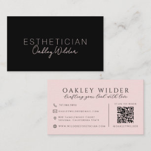 Estheetician Zwarte Blush Roze QR Code Visitekaartje
