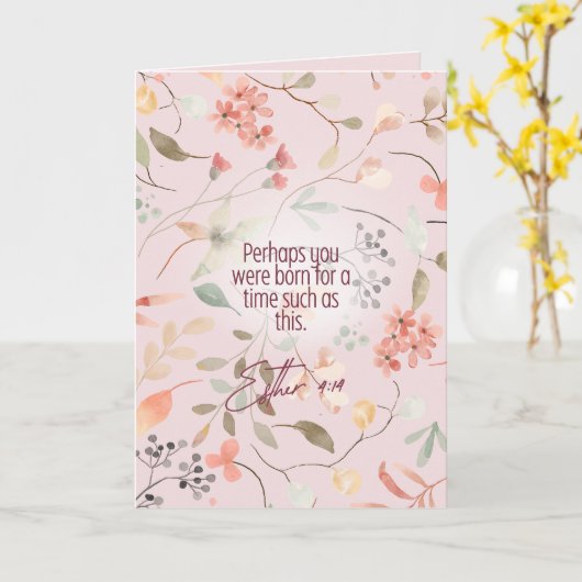 Esther 4:14 Bijbeltekst Kunst Kaart (Gele Bloem)