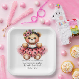 Esther 4:14 Girly Bear Paper Plates Papieren Bordje