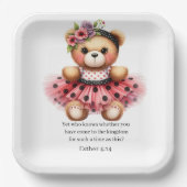 Esther 4:14 Girly Bear Paper Plates Papieren Bordje (Voorkant)