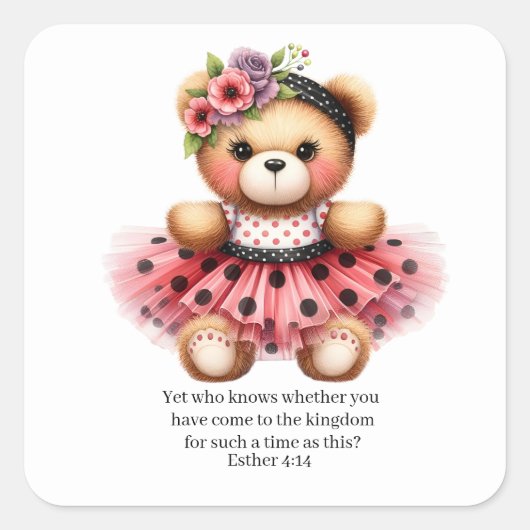 Esther 4:14 Girly Bear Stickers (Voorkant)