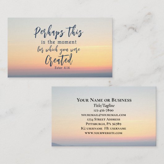 Esther 4:14 Misschien is dit de tijd Bijbel Verse Visitekaartje (Voorkant / Achterkant)