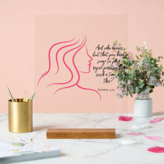 Esther 4:14 Schrift Bijbel Verse Roze Silhouet Acryl Bord